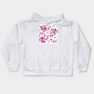 pattern of wild pink flowers Kids Hoodie